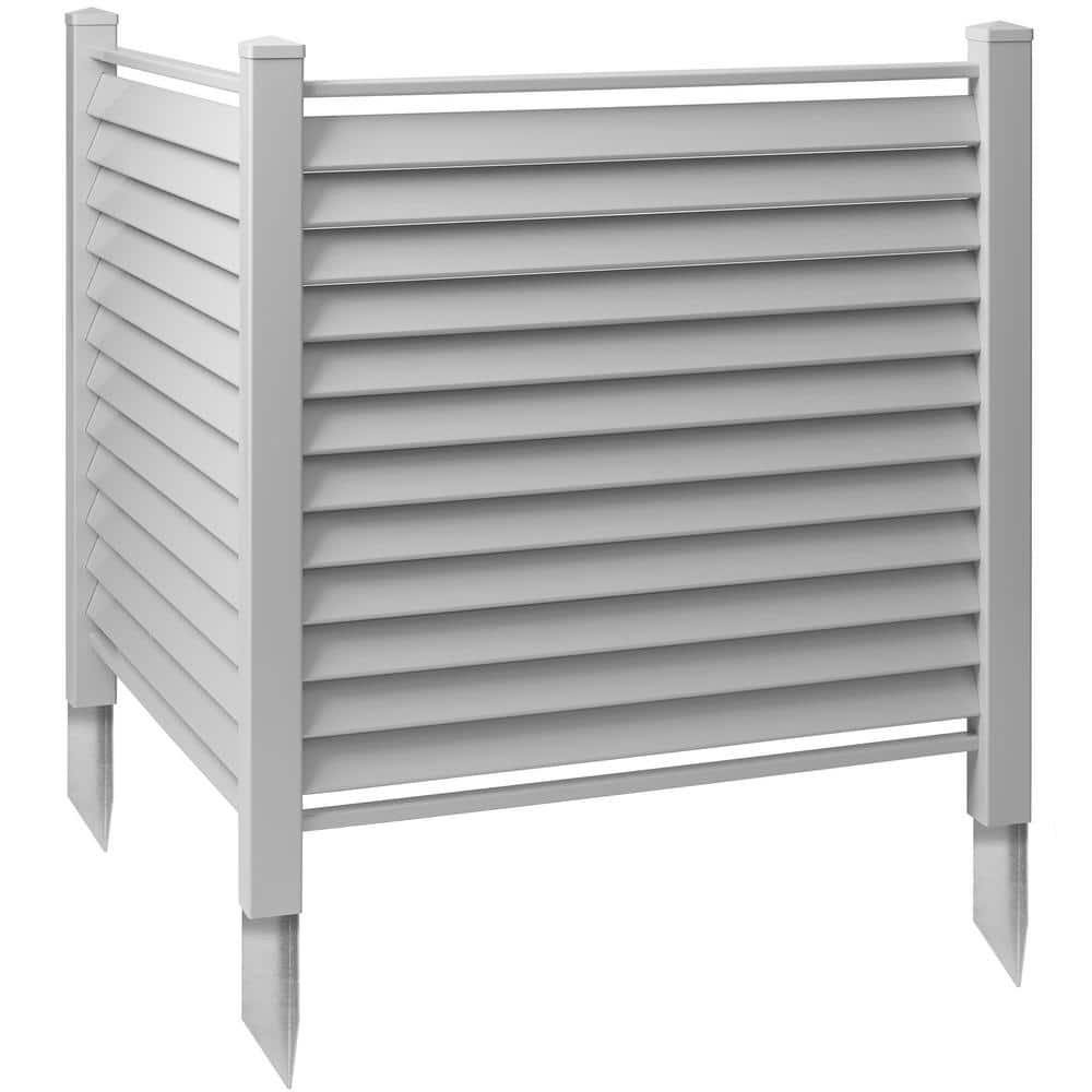 48 in. x 48 in. Louvered Privacy Screen Outdoor Vinyl Fence Panel for AC-GRY - Hercitys
