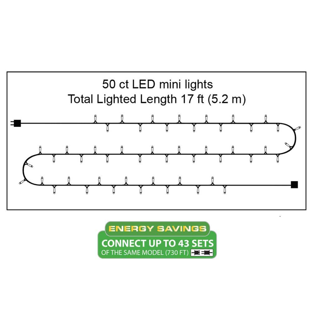 17 ft. 50-Count LED Red/Green Christmas Micro Mini Lights - Hercitys