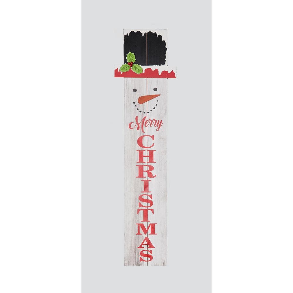 40 in. Wood Snowman Merry Christmas Porch Sign - Hercitys