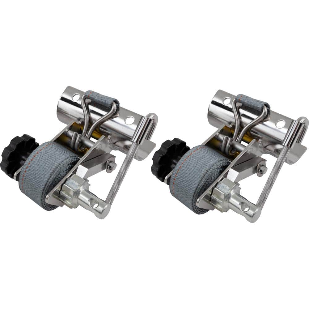 1-1/2 in. x 7 Foot Stainless Steel Ladder Rack Ratchet Tie Down Tube Mount with Double J Hooks - Hercitys