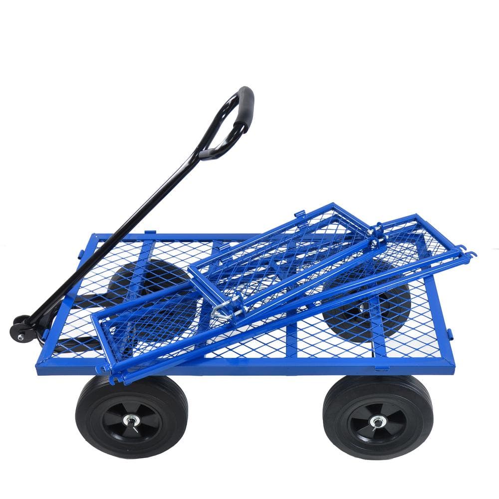 16.74 cu. ft. Metal Wagon Garden Cart, Blue - Hercitys
