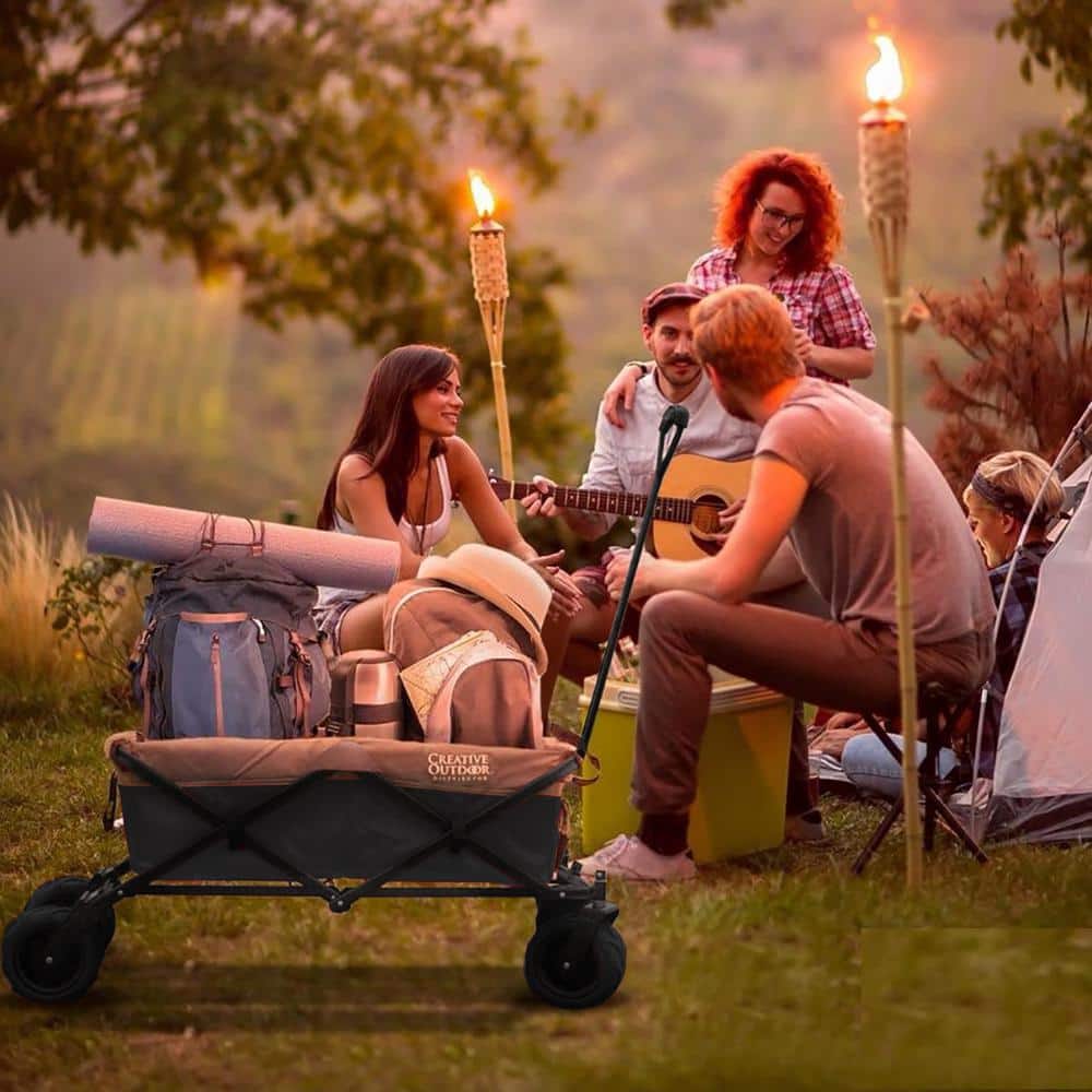 3.2 cu. ft./150 lbs. Capacity Fabric Folding Wagon Garden Cart in Black/Gray - Hercitys