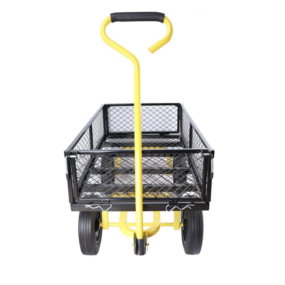 3.5 cu. ft. Metal Black Garden Cart with Solid Wheels - Hercitys
