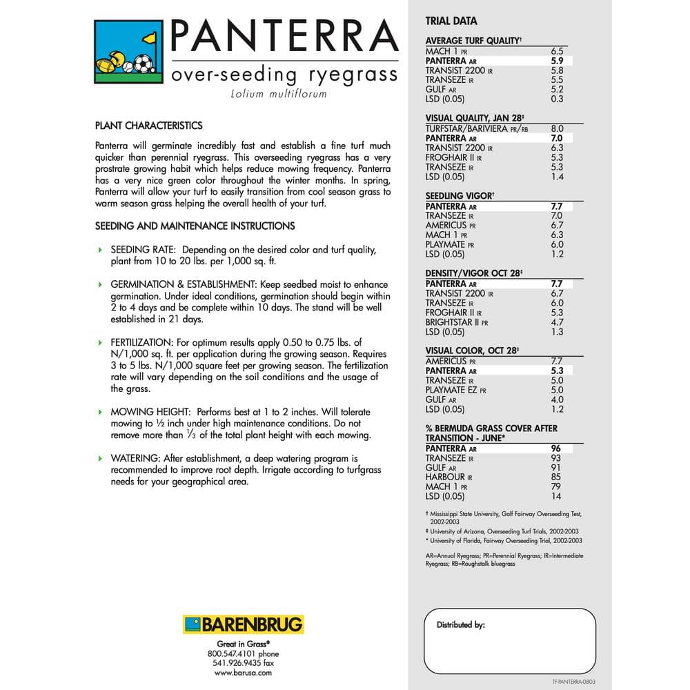 50 lb. Panterra V OverSeeding Rye Grass Seed - Hercitys
