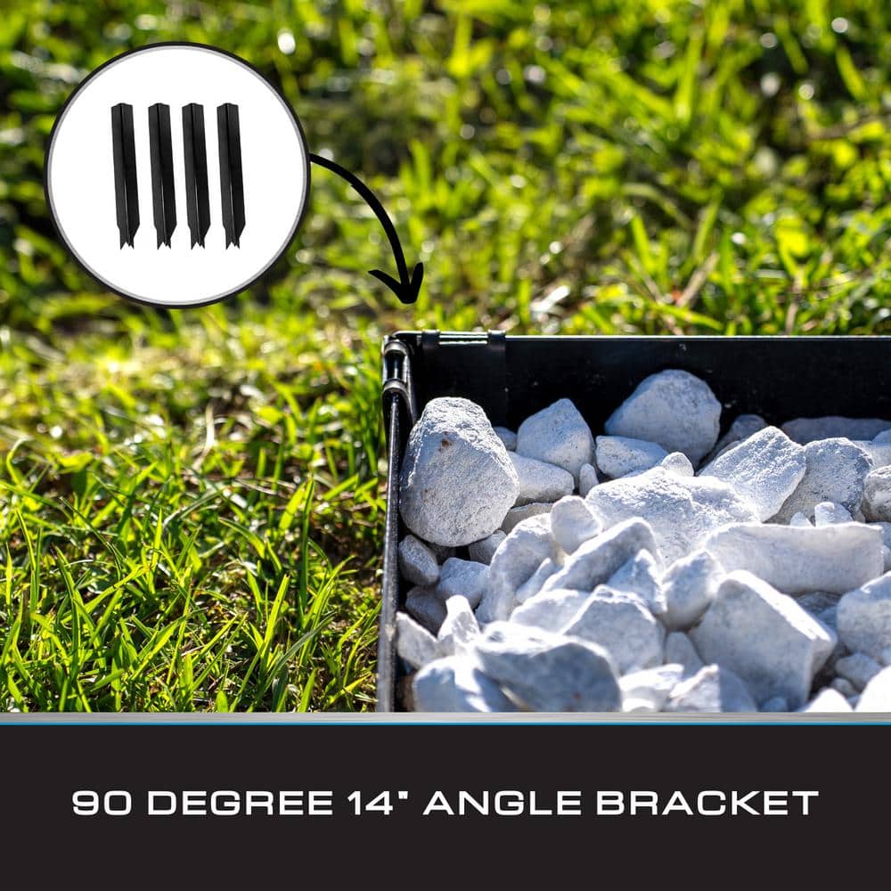 1.5 in. x 1.5 in. x 14.5 in. Black 90° Landscape Edging Angle Bracket in Steel 14 in. Landscape Edging (4-Piece) - Hercitys