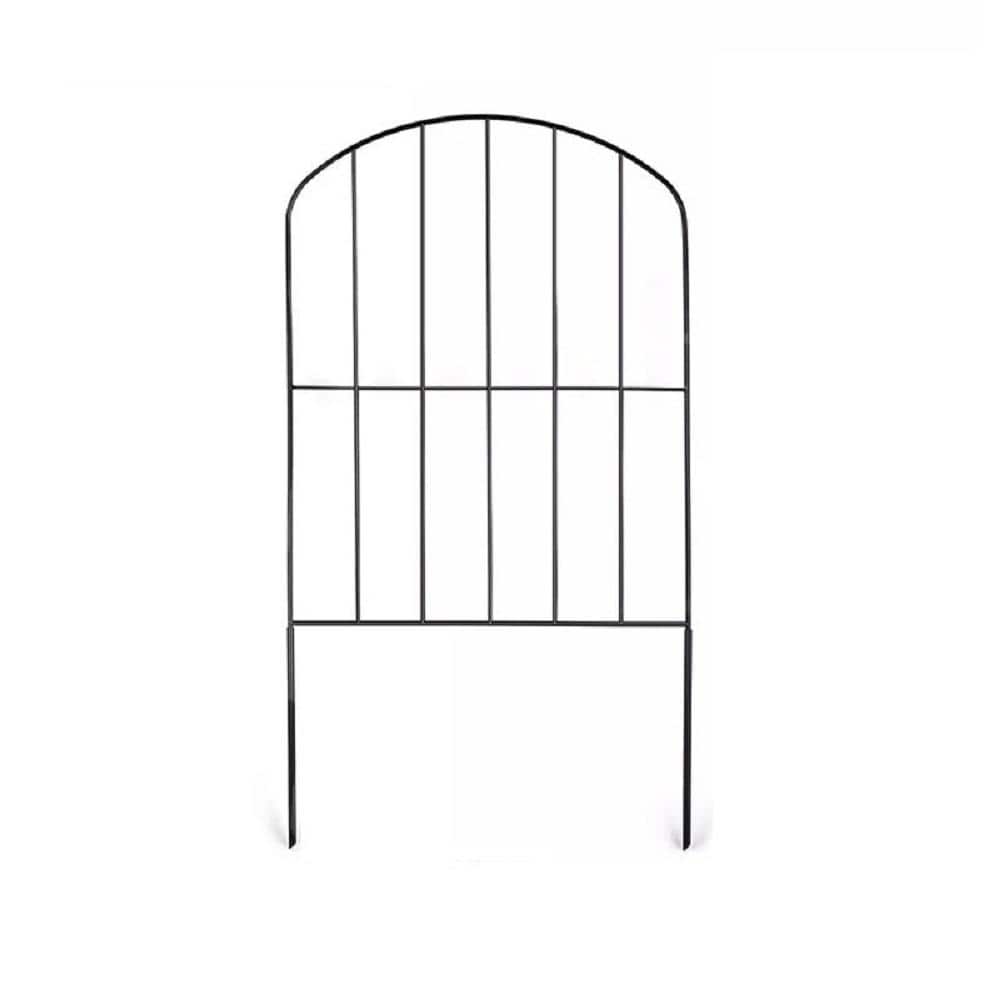 13 in. H x 23.6 in. W Black Metal Arched Garden Fence (10-Pack) - Hercitys