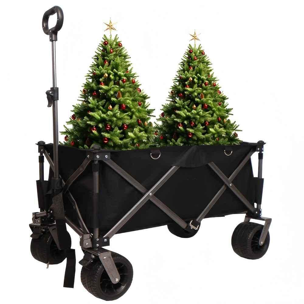 4.59 cu. ft. Steel Garden Cart With 600D Oxford Fabric – Extra Long Beach/Camping Wagon with All-Terrain Wheels - Hercitys