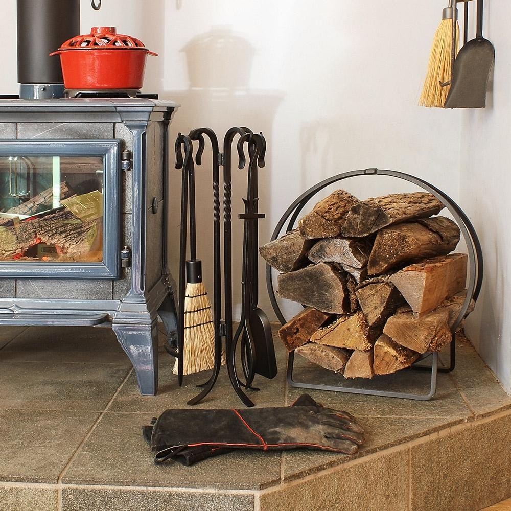 26.5 in. Tall 5-Piece Black Shepherd’s Hook III Mini Fireplace Tool Set - Hercitys