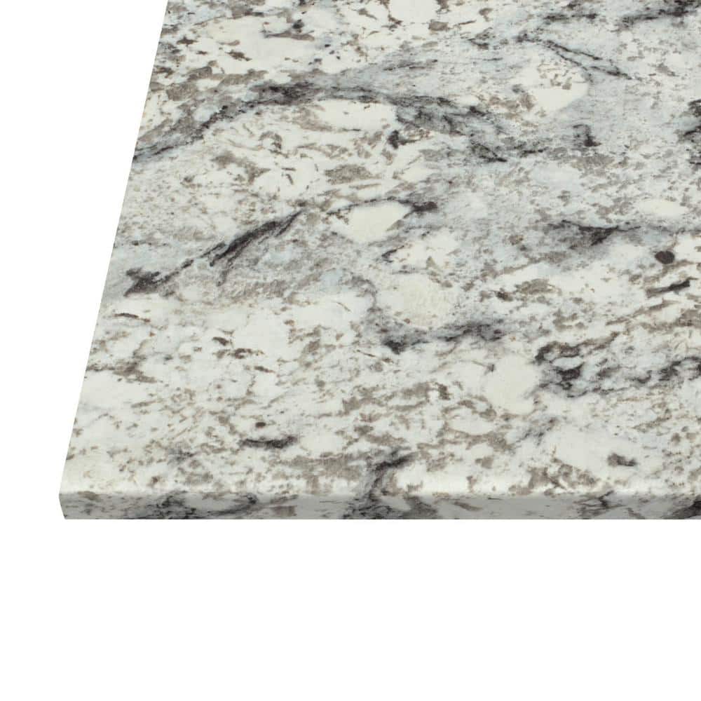 4 ft. Straight Laminate Countertop All-Inclusive Kit in Textured White Ice Granite with Eased Edge and Loose Backsplash - Hercitys
