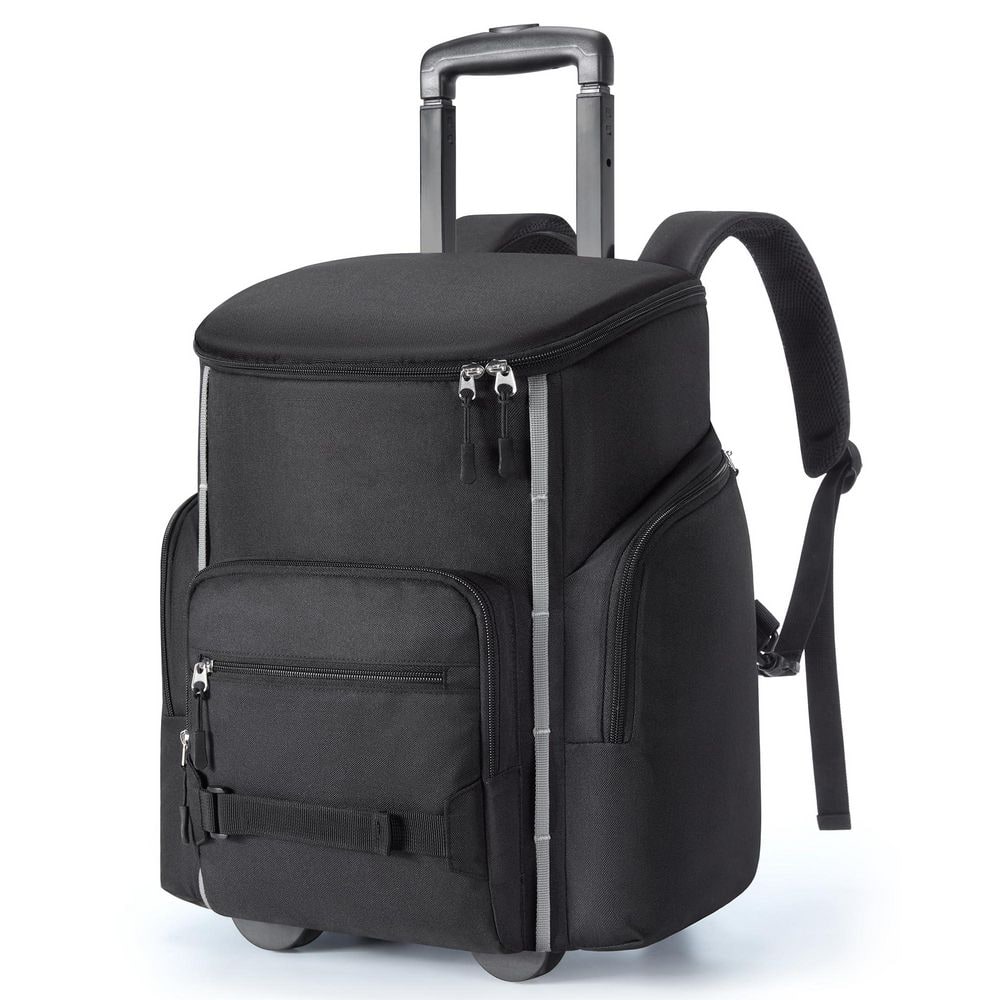 23 qt. Rolling Cooler Backpack, Leakproof Waterproof Insulated 36-Cans Beach Cooler w/ Wheels and Handle Outdoor Camping - Hercitys