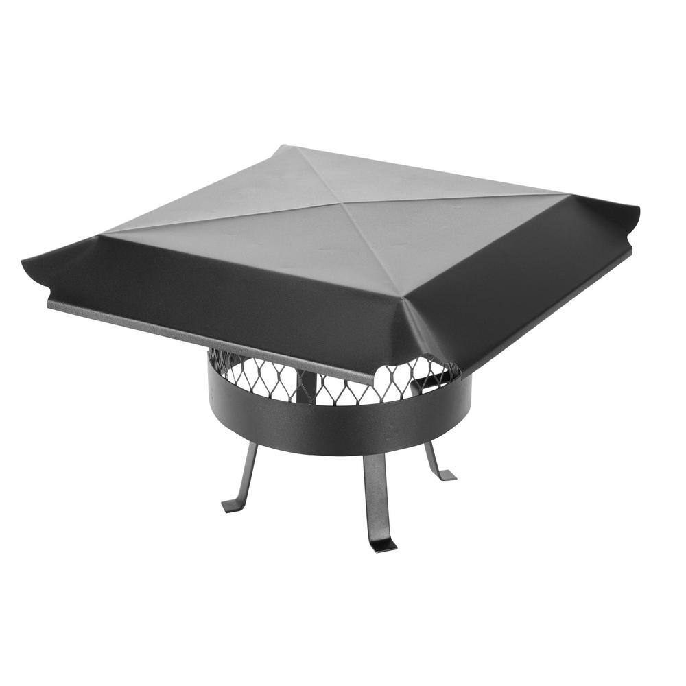 12 in. Round Slip-In Welded Leg Single Flue Chimney Cap in Black Galvanized Steel - Hercitys