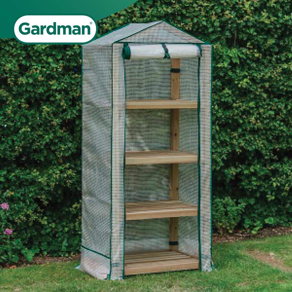 24 in. W x 19 in. D x 63 in. H Premium 4-Wooden Tier Greenhouse - Hercitys
