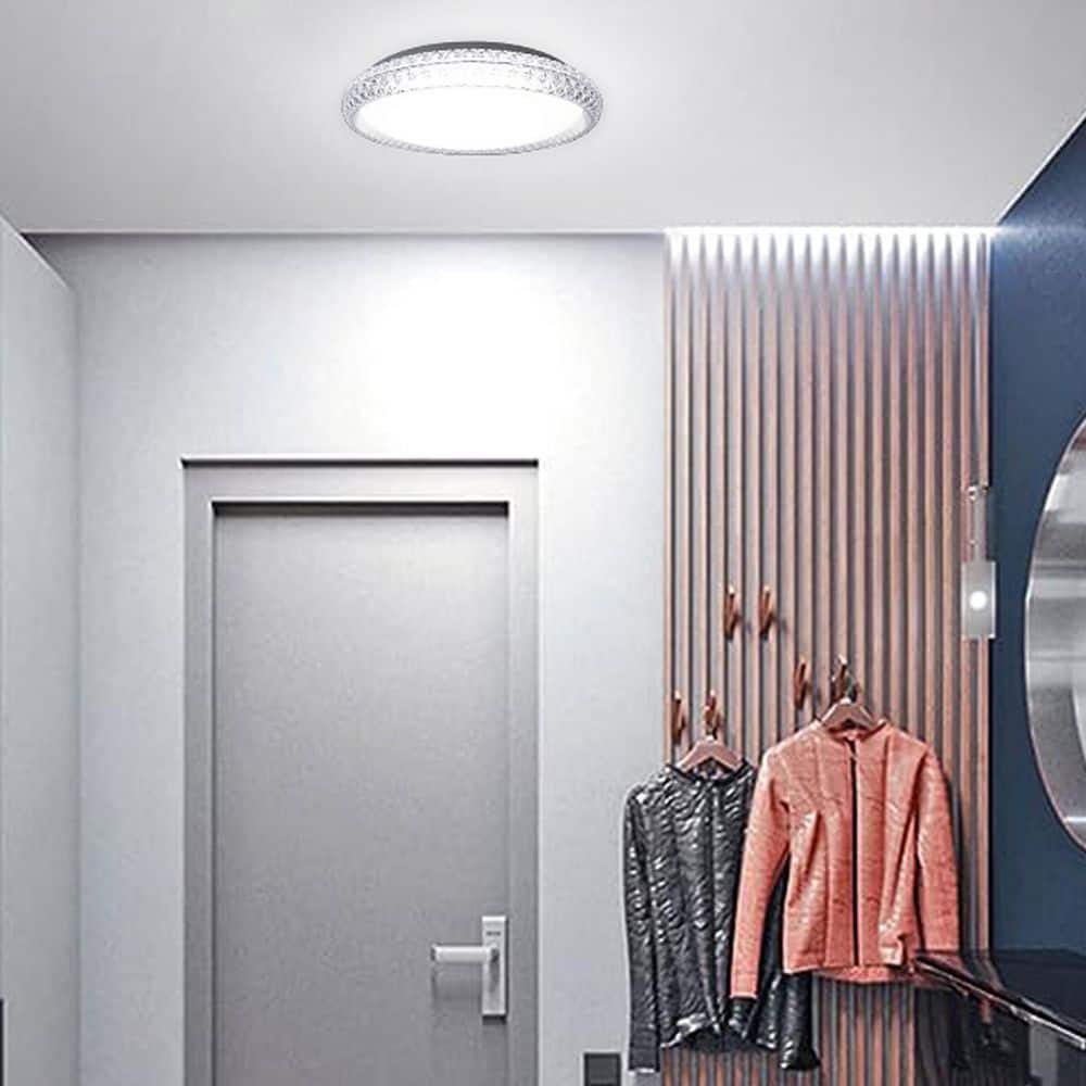 16 in. Faux Crystal Acrylic Shade Light Fixture with Adjustable CCT 3000K/4000K/5000K Dimmable Flush Mount Light Fixture - Hercitys