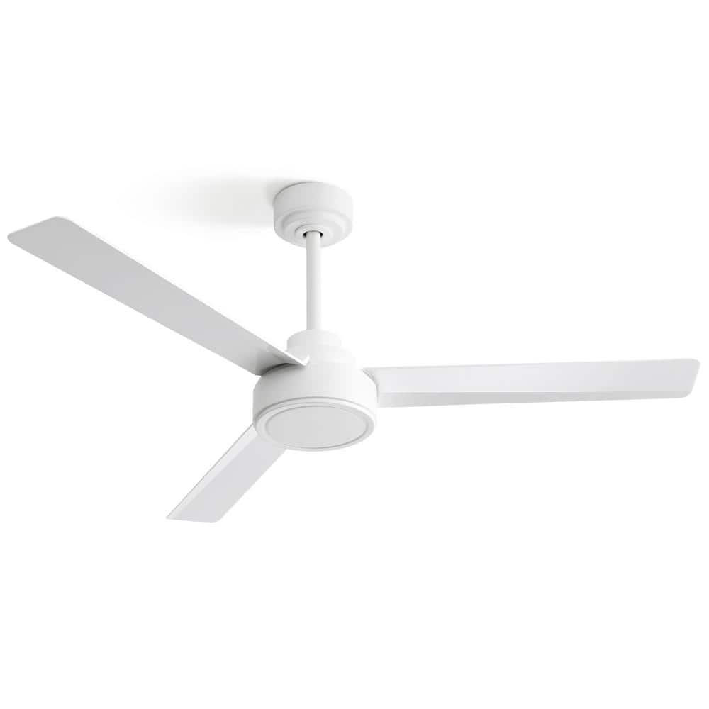 52 in. Modern Indoor White Ceiling Fan with Remote Control and 6 Speed DC Motor, without Light for Living Room - Hercitys