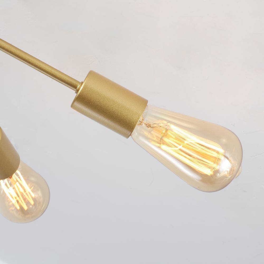 20.66 in. 6-Light Gold Sputnik Modern Semi-Flush Mount Ceiling Light - Hercitys