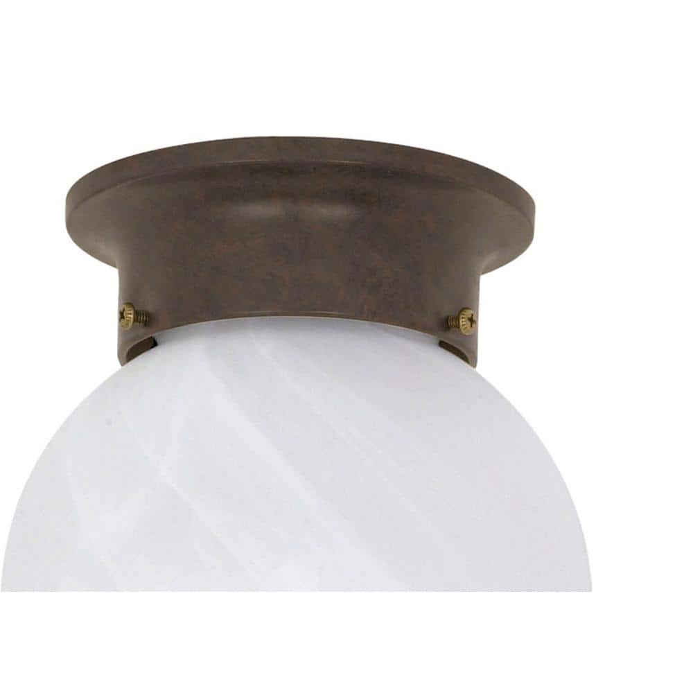 1-Light Old Bronze Ceiling Mount Light with Alabaster Ball - Hercitys