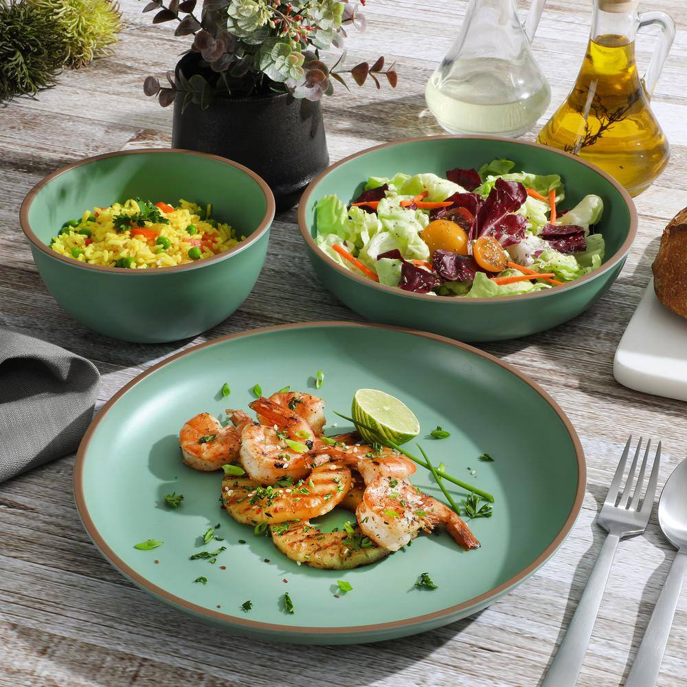 12-Piece Double Bowl Melamine Dinnerware Set - Hercitys