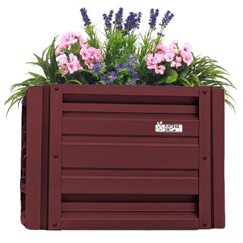 24 inch by 24 inch Square Burgundy Metal Planter Box - Hercitys