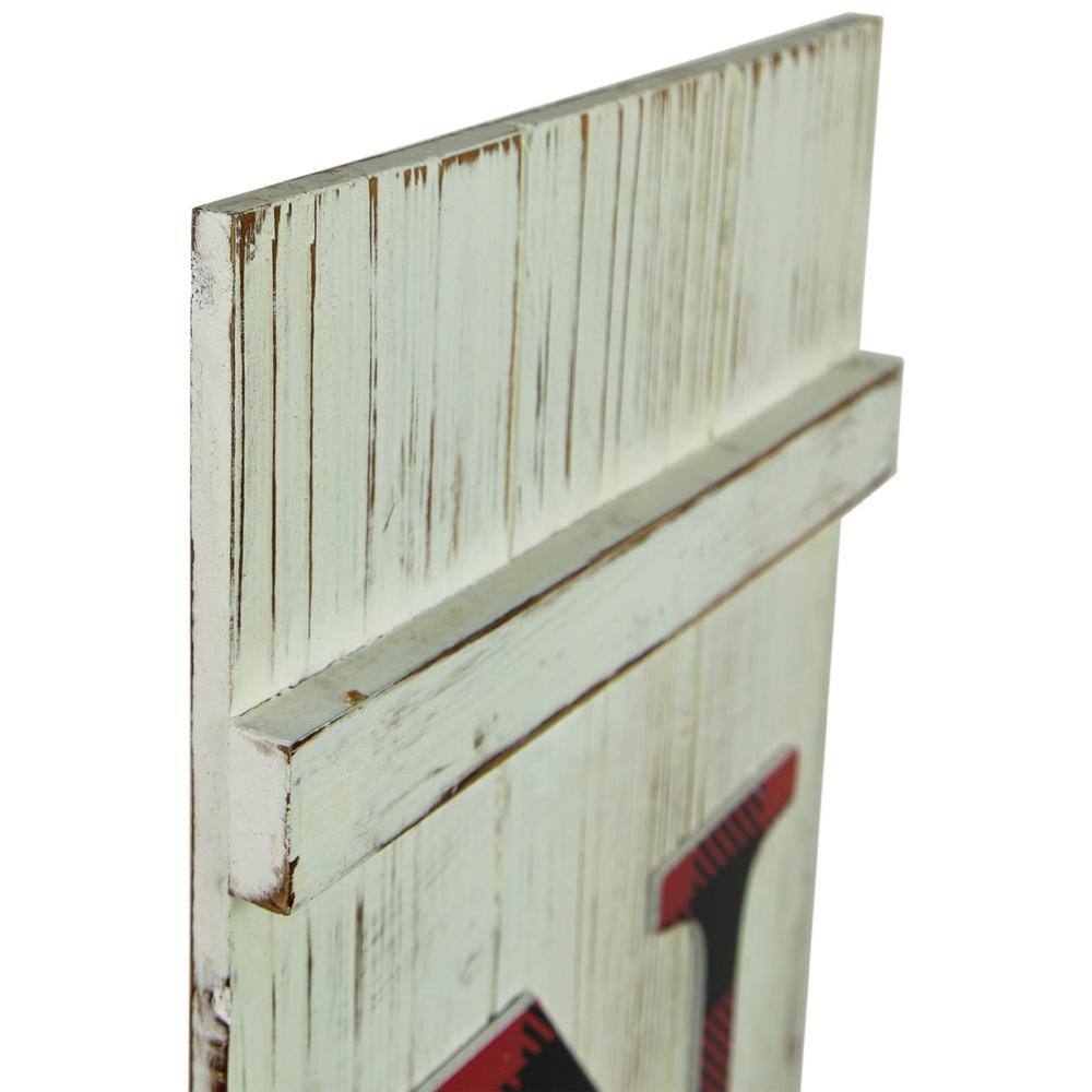 48 in. White And Red Wooden Noel Christmas Wall Sign - Hercitys