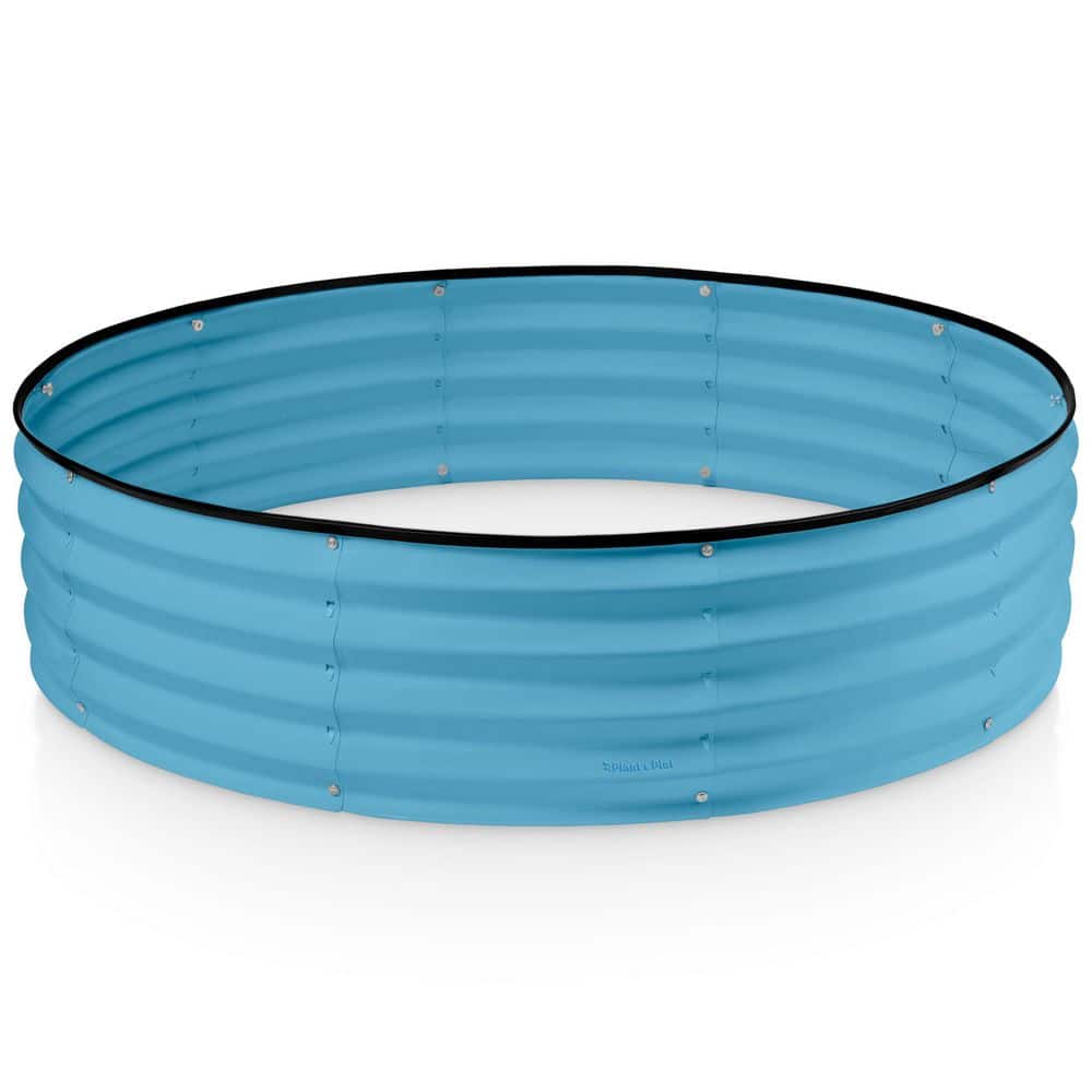 4x4x1ft Round Galvanized Steel Raised Garden Bed, Outdoor Raised Planter Box for Gardening, Vegetables, Flowers in Blue - Hercitys