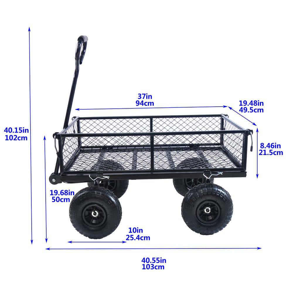 3.5 cu. ft. Metal Garden Cart, Black - Hercitys