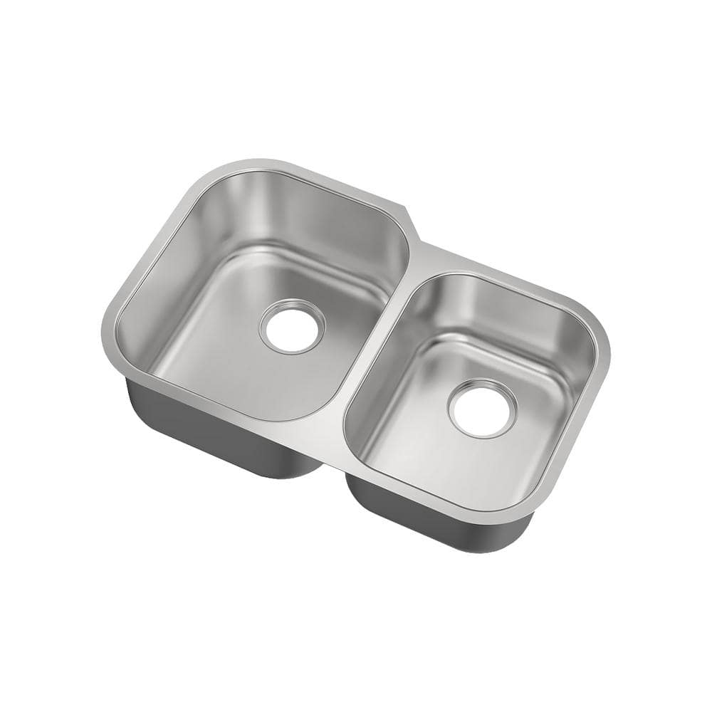 31.5 in. Undermount 60/40 Double Bowl 18-Gauge Stainless Steel Kitchen Sink with Bottom Grids - Hercitys