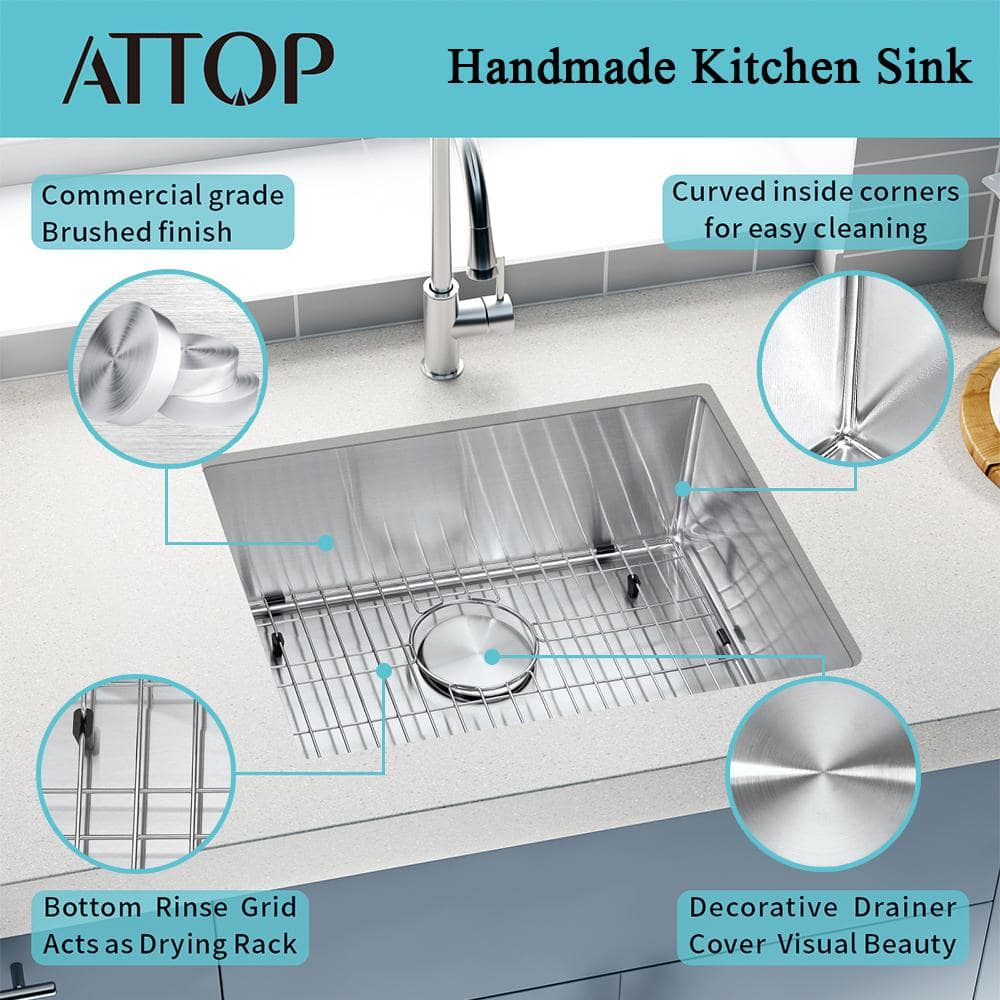 18-Gauge Stainless Steel 32 in. Single Bowl Undermount Kitchen Sink - Hercitys