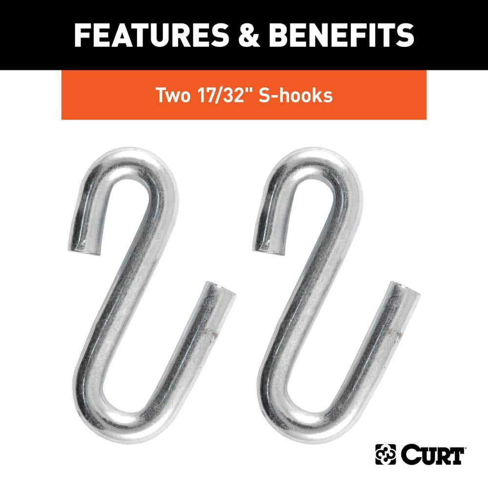 48″ Safety Chain with 2 S-Hooks (7,000 lbs., Clear Zinc) - Hercitys