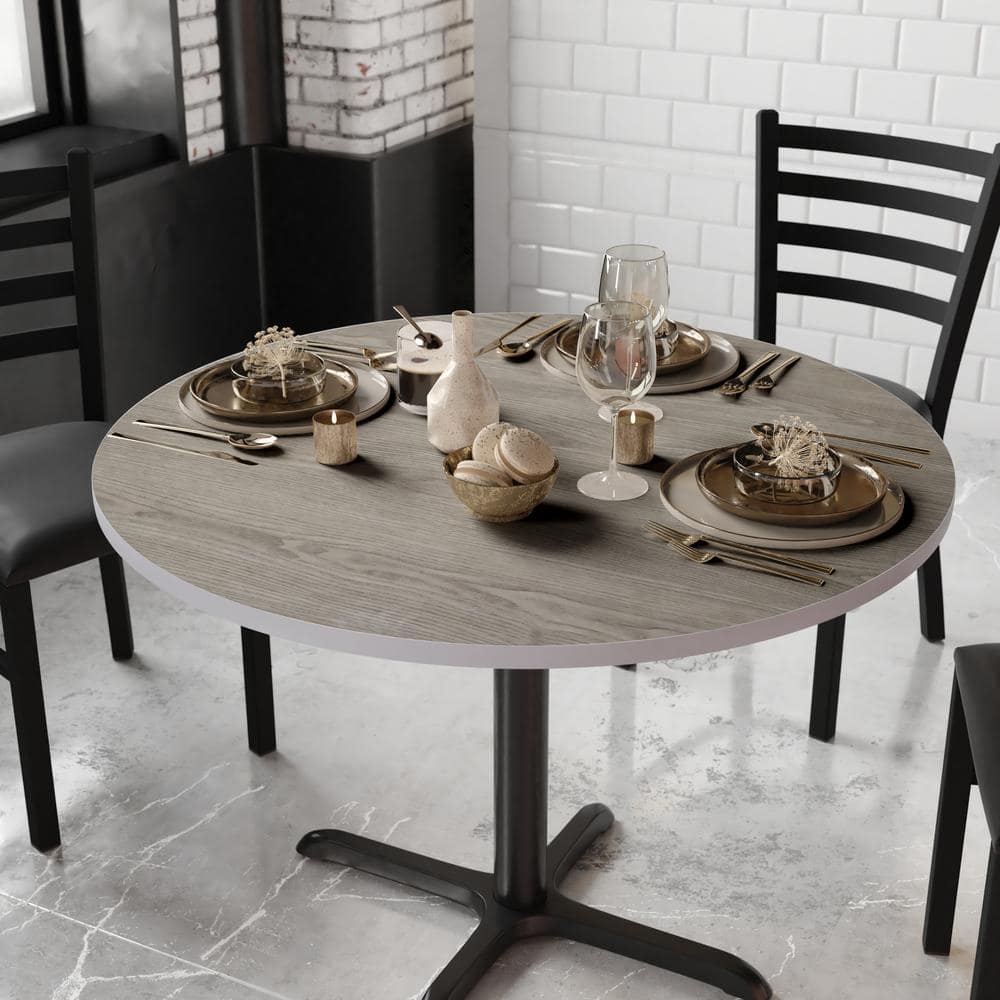 42 in. White/Gray Round Table Top Only - Hercitys