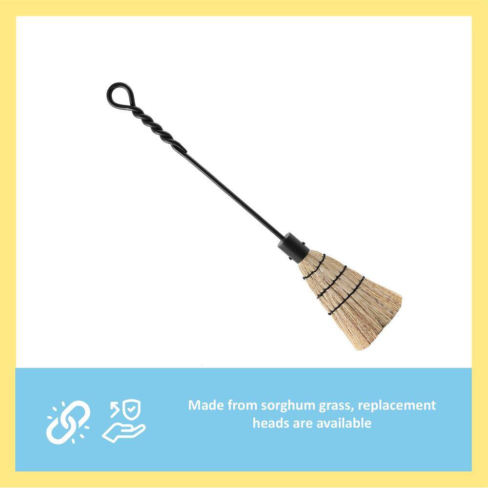 28 in. Tall Black Rope Design Standard Fireplace Brush Tool - Hercitys