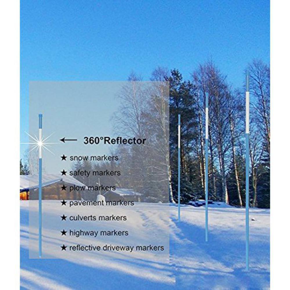 48 in Solid Blue High Visible 1/4 in. Dia Snow Poles, Driveway Markers with 360° Reflective Strip (20-Pack) - Hercitys