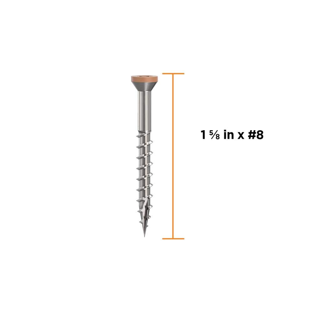 1-5/8 in. #8 316 Stainless Steel Cedar Premium Star Drive Trim Screws (350-Count) - Hercitys