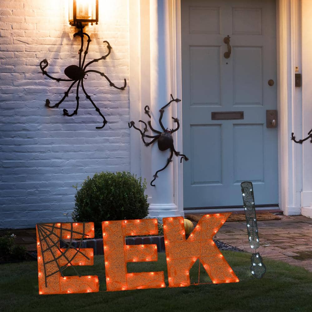50 in. Pre-Lit Halloween EEK. Decoration with 80 LED Lights - Hercitys
