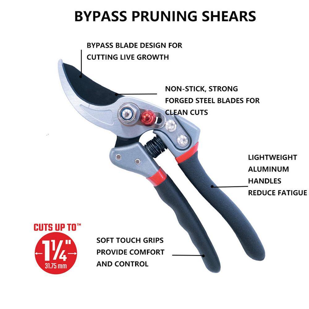 3/4 in. Cutting Capacity, Lightweight Stee Professional Bypass Pruning Shears - Hercitys