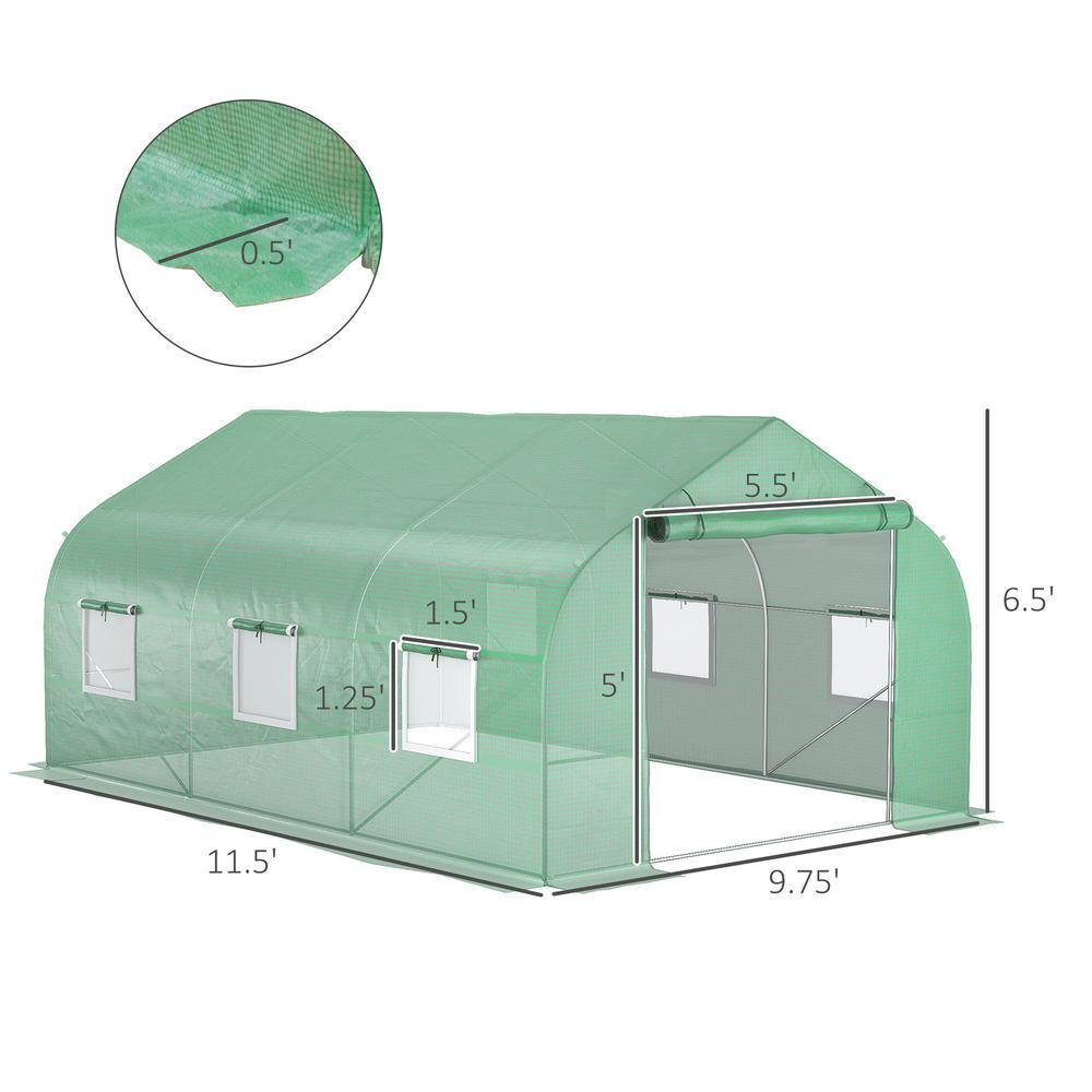 138 in. W x 117.6 in. D x 81.6 in. H Green Walk-In Greenhouse - Hercitys
