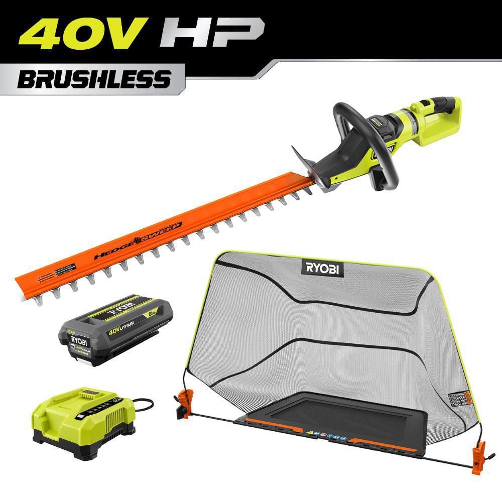 40V HP Brushless 26 in. Cordless Battery Hedge Trimmer with Debris Collector and 2.0 Ah Battery and Charger - Hercitys