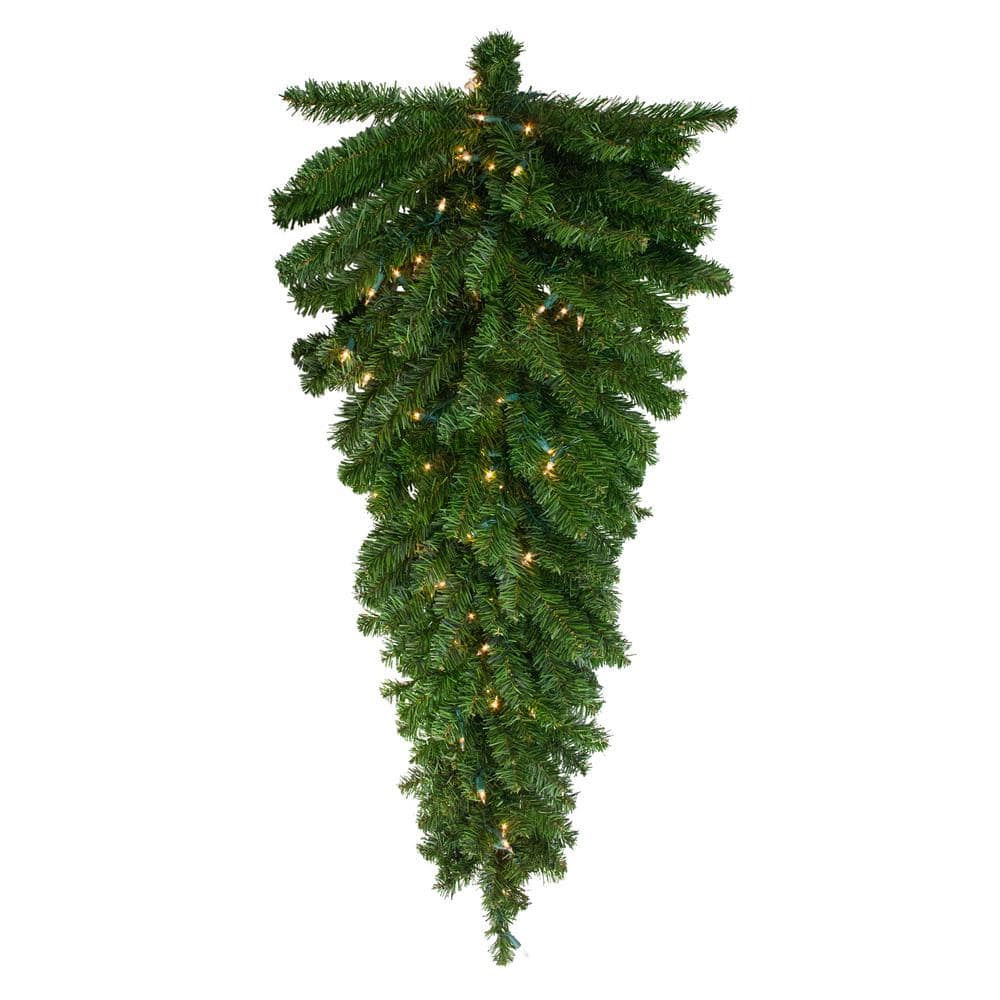 42 in. Pre-Lit Canadian Pine Artificial Christmas Teardrop Swag with Clear Lights - Hercitys