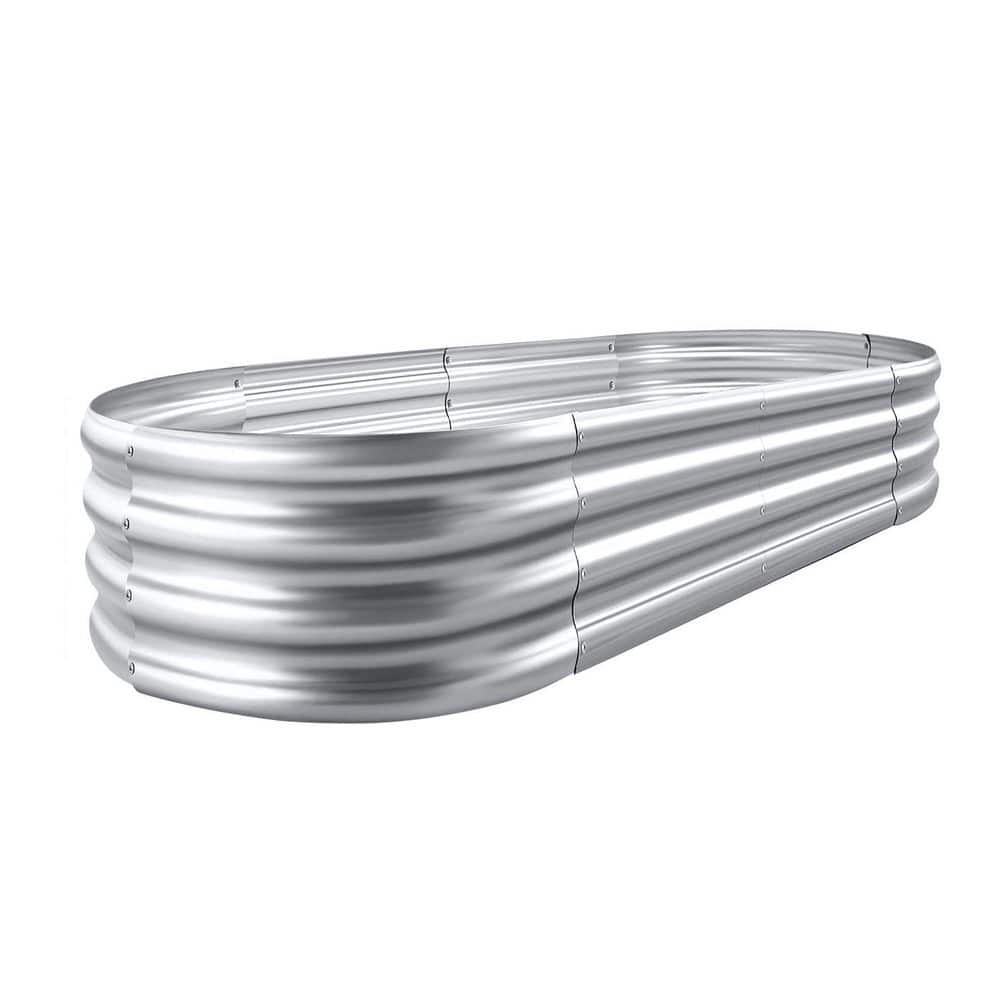 4 ft. x 2 ft. x 0.9 ft. Silver Outdoor Steel Raised Garden Bed, Planter Box for Vegetables, Flowers, Herbs, Plants - Hercitys
