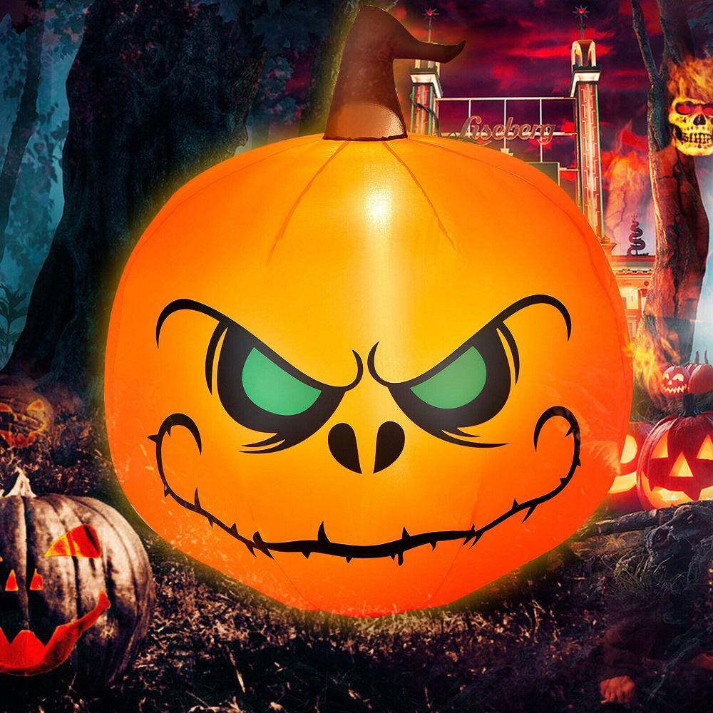 4 ft. Inflatable Pumpkin. Blow Up Halloween Decoration with Built-in LED-Light - Hercitys