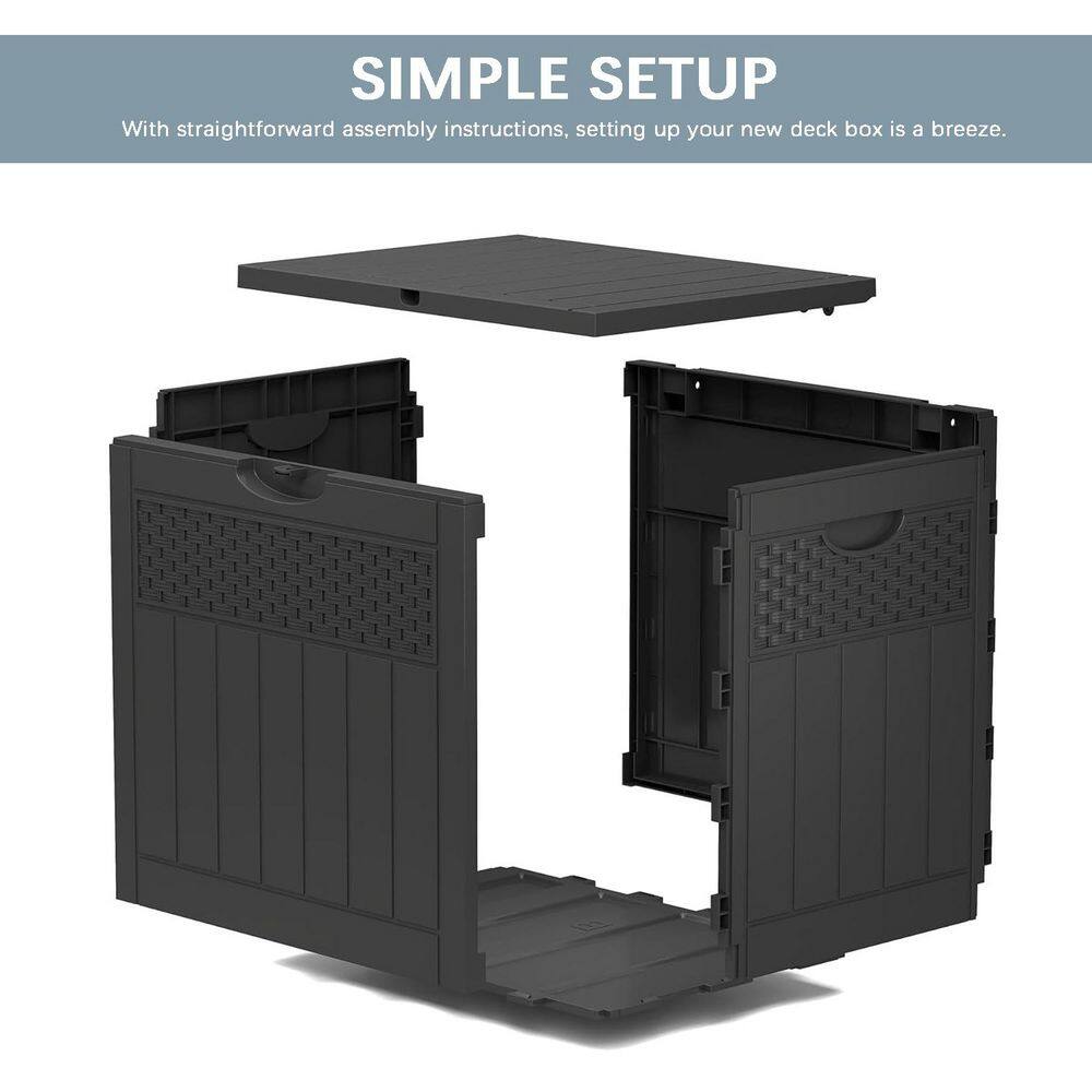 33 Gal. Black Resin Deck Box with Lockable Lid - Hercitys