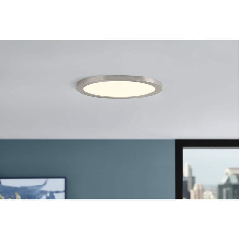 15 in. Brushed Nickel New Ultra-Low Profile Integrated LED Flush Mount 5CCT (2-Pack) - Hercitys