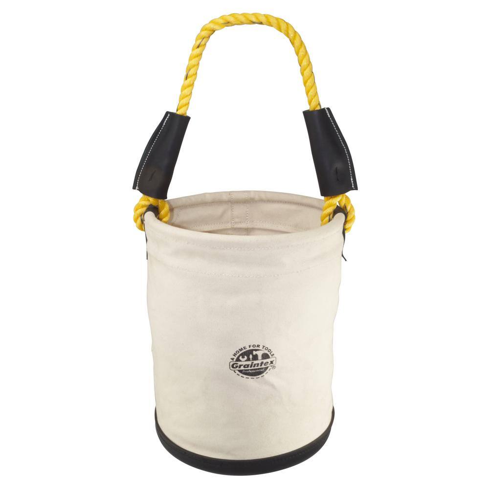 12 in. 1 Pocket Utility Canvas Bucket with Plastic Bottom - Hercitys