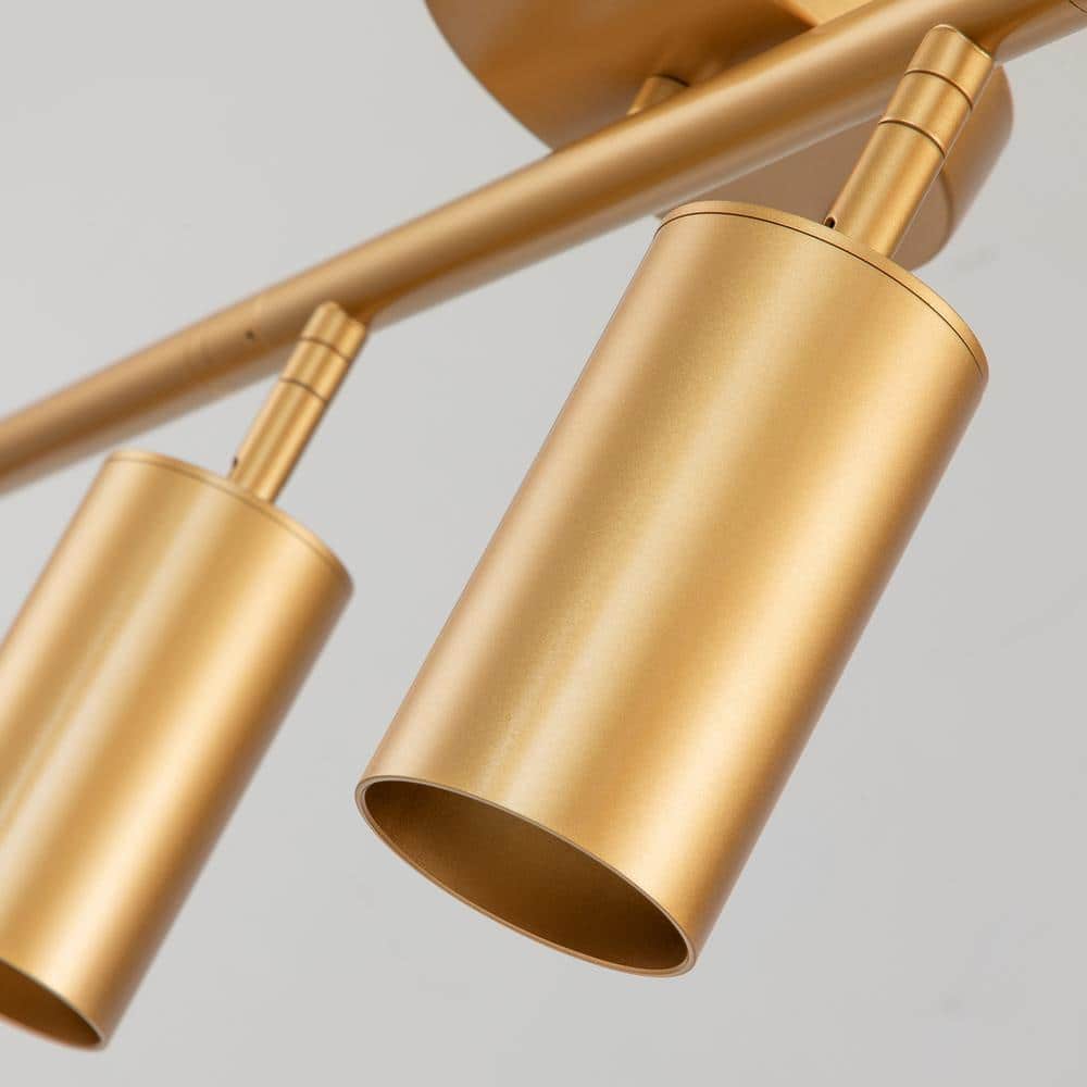 39.4 in. 4-Light Modern Gold Track Lighting Kit with Rotating Heads and Flush Mount Light - Hercitys