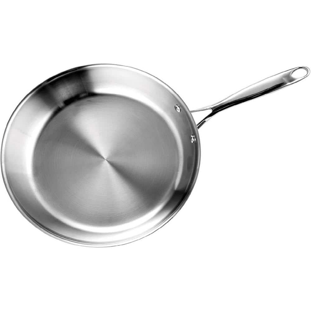 12 in. Multi-Ply Clad Stainless Steel Frying Pan, Silver - Hercitys