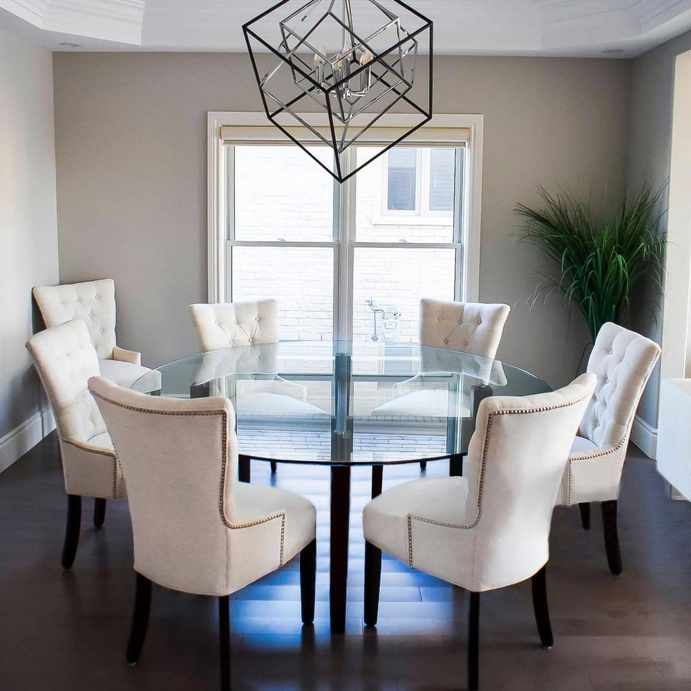 26 in. Clear Round Glass Table Top, 1/4 in. Thickness Tempered Flat Edge Polished - Hercitys