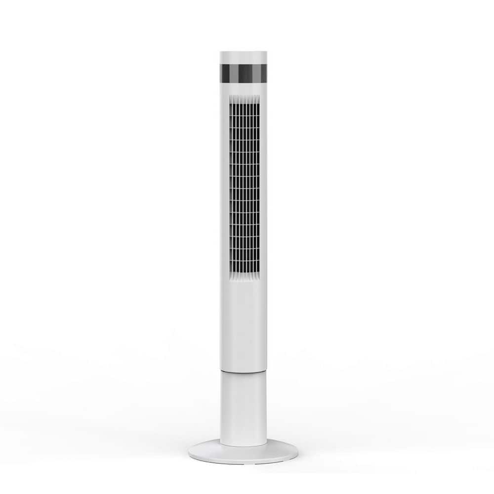 43.31 in. 3-Speeds 90° Oscillating Tower Fan with LED Display and Remote Control in White - Hercitys