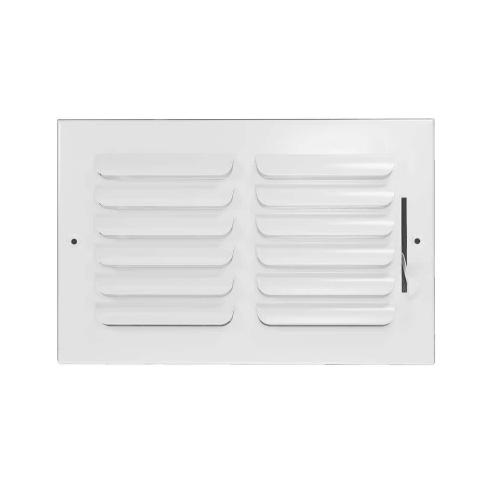 10 in. W x 8 in. H Steel for Ceiling or Sidewall One Way Curve Blade Register, White - Hercitys