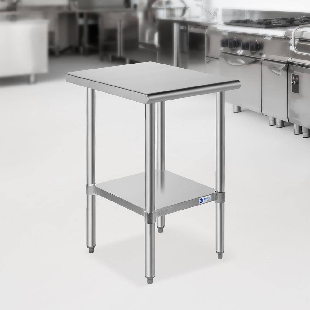 18 x 30 In. Stainless Steel Kitchen Utility Table with Bottom Shelf - Hercitys