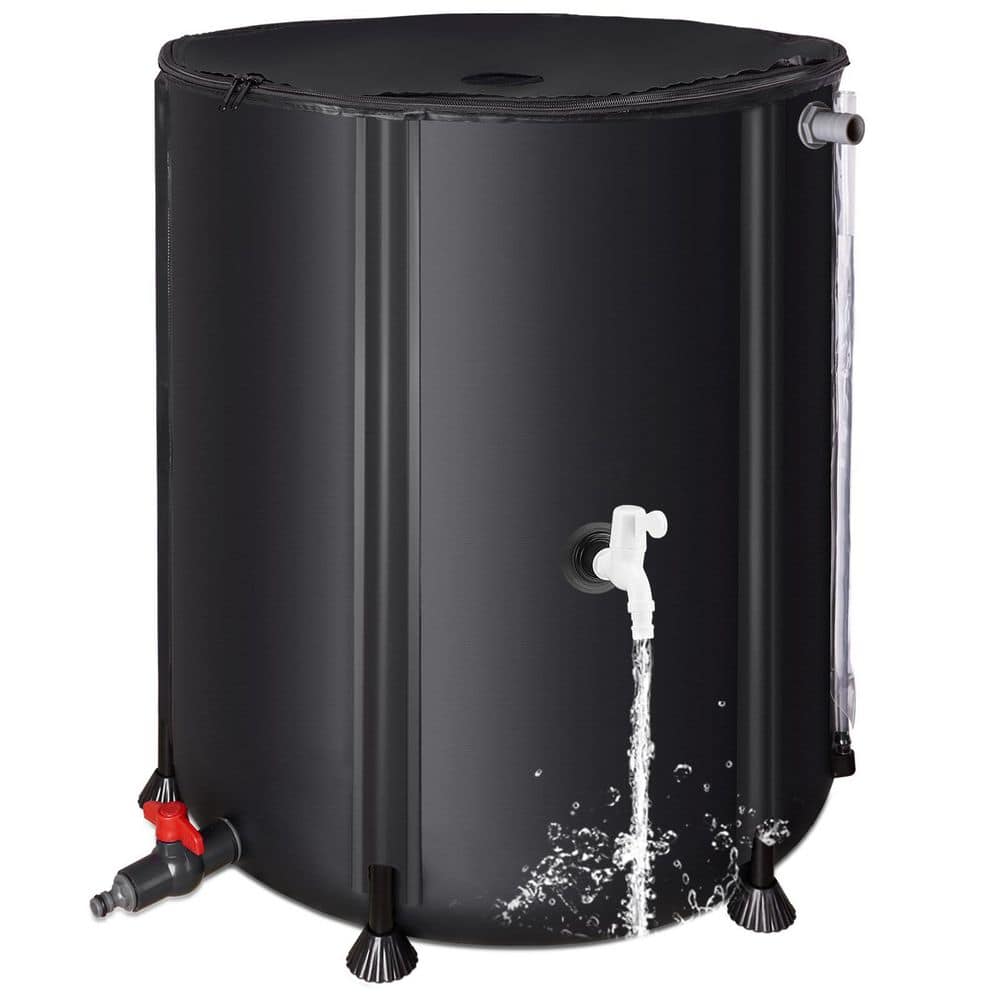 53 gal. Portable Water Tank Foldable Rain Collection System Downspout Water Catcher with Filter Spigots and Overflow Kit - Hercitys