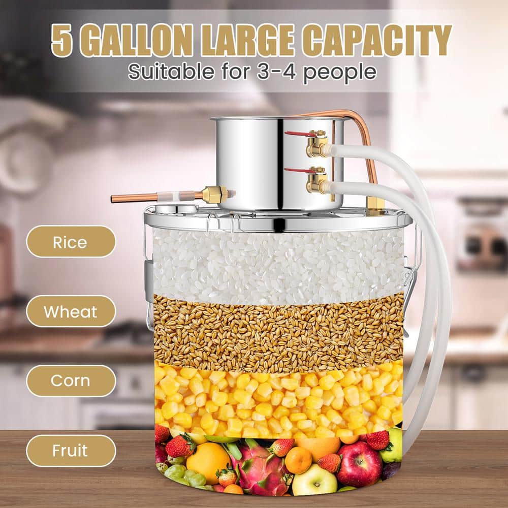 5 Gal Alcohol Still 2 Pots Stainless Steel Alcohol Distiller Copper Tube - Hercitys